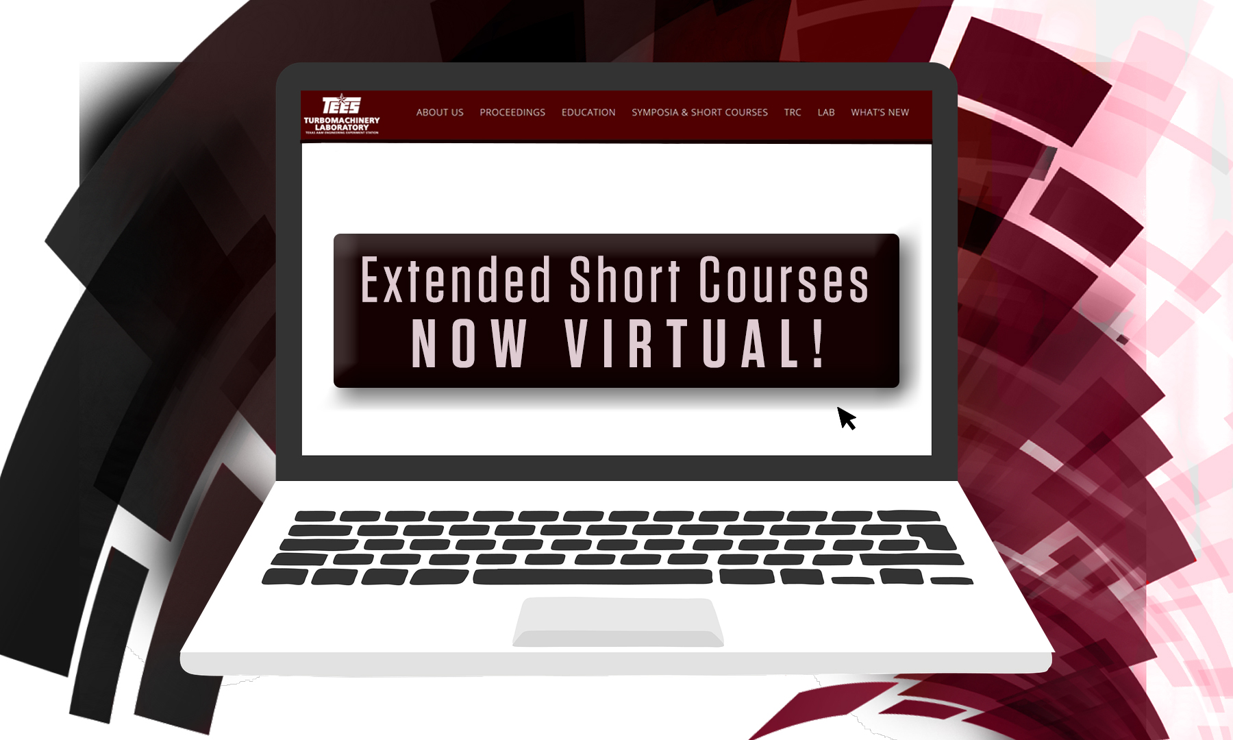 A computer graphic that reads "Extended Short Courses NOW VIRTUAL!"